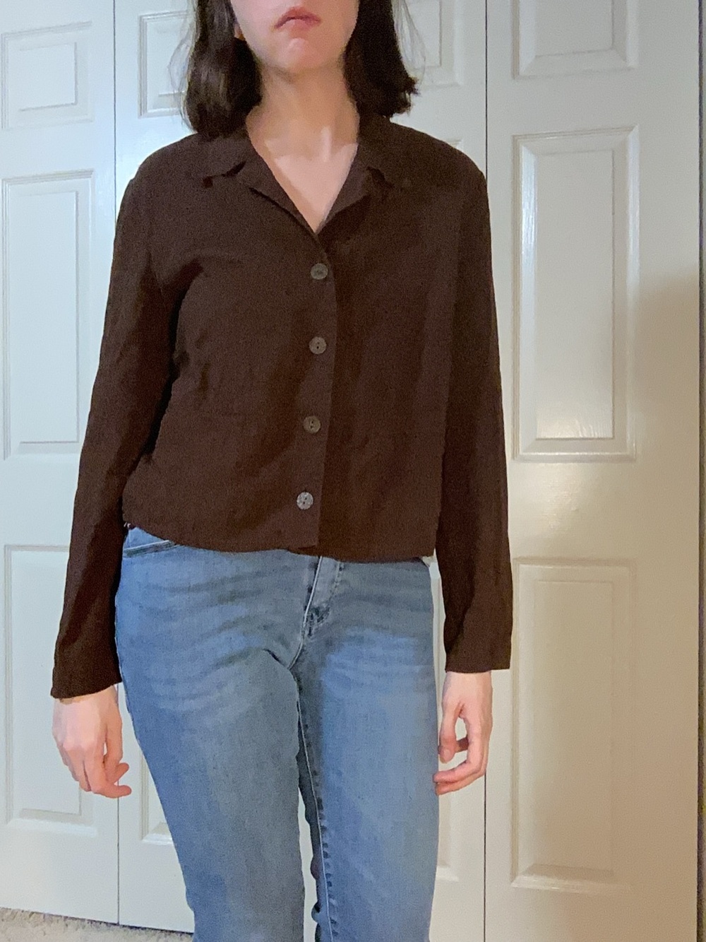 Liz Claiborne Brown Button Up Top